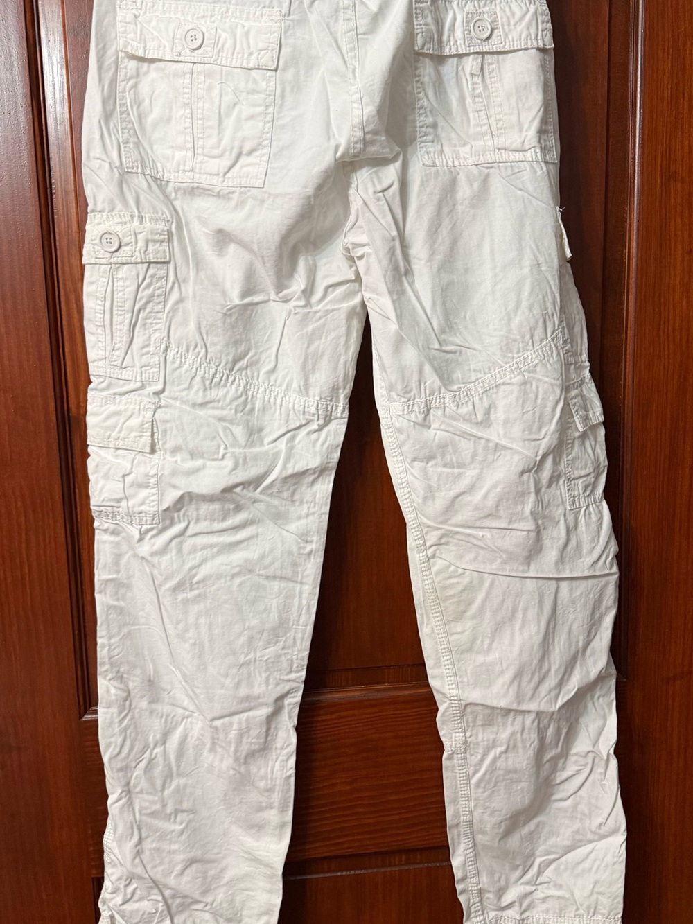 Men's White Cargo Pants with Multi-Pocket Utility Design